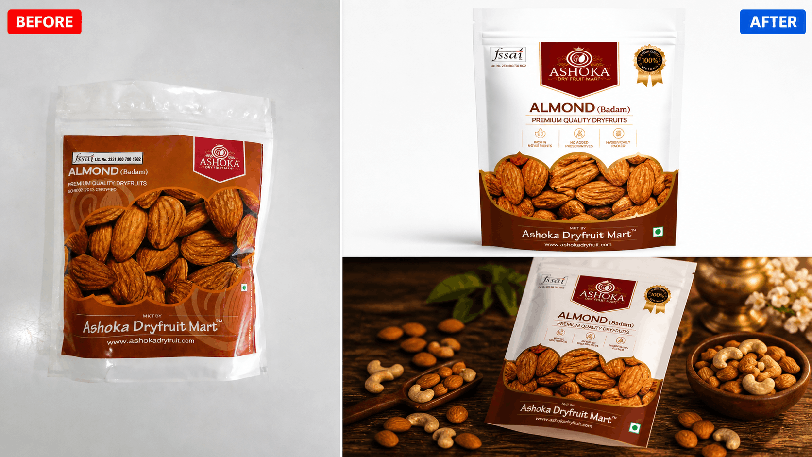 Their dry fruits were premium quality. Their packaging was making them look like a commodity. Here's the fix.